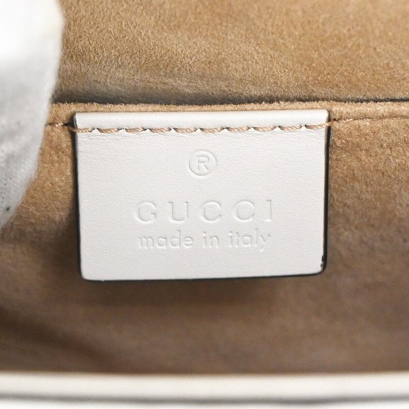 GUCCI Logo Sylvie 2Way Mini Shoulder Hand Bag Leather White Italy 660RJ172 - Picture 14 of 16